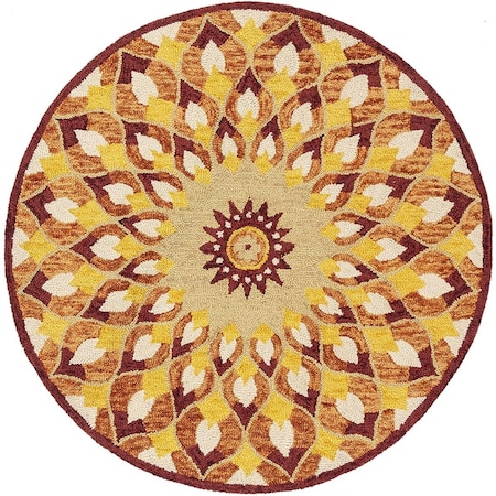 Safavieh 3 x 3 ft. Novelty 603P Hand Tufted Round Area Rug; Rust & Gold NOV603P-3R